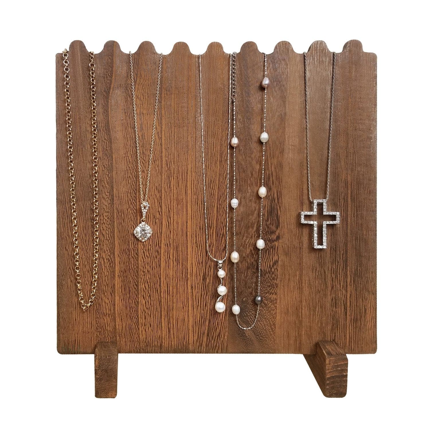 #WD609 Wooden Plank Necklace Jewelry Display Stand for 8 Necklaces