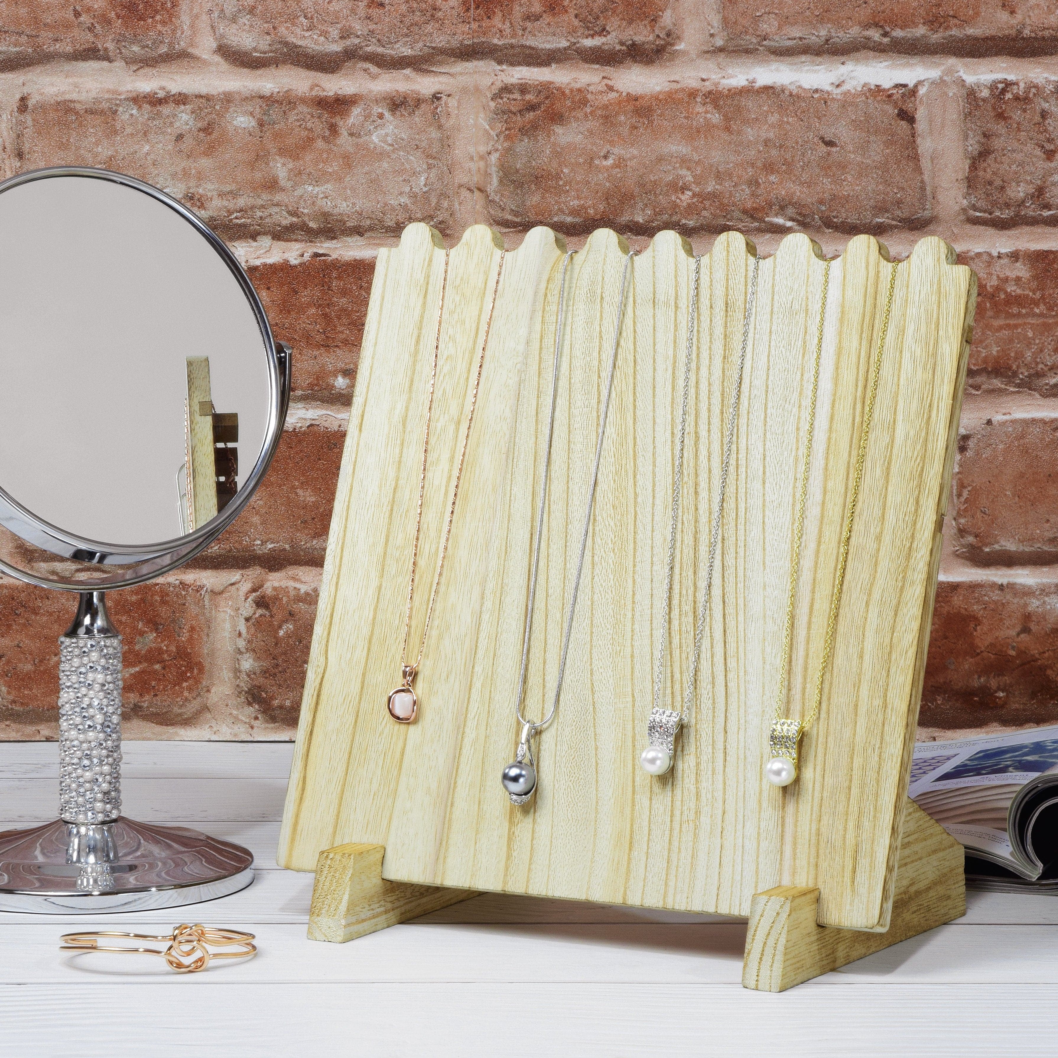 #WD609-OK Wooden Plank Necklace Jewelry Display Stand for 8 Necklaces