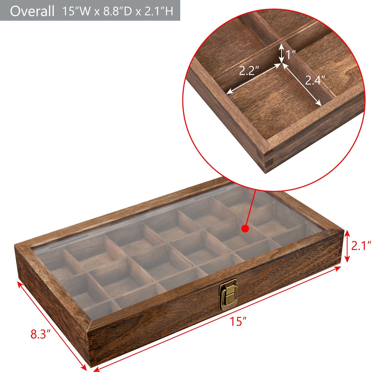#WD63 18 Compartments Wooden Storage Case for Jewelry and Beads