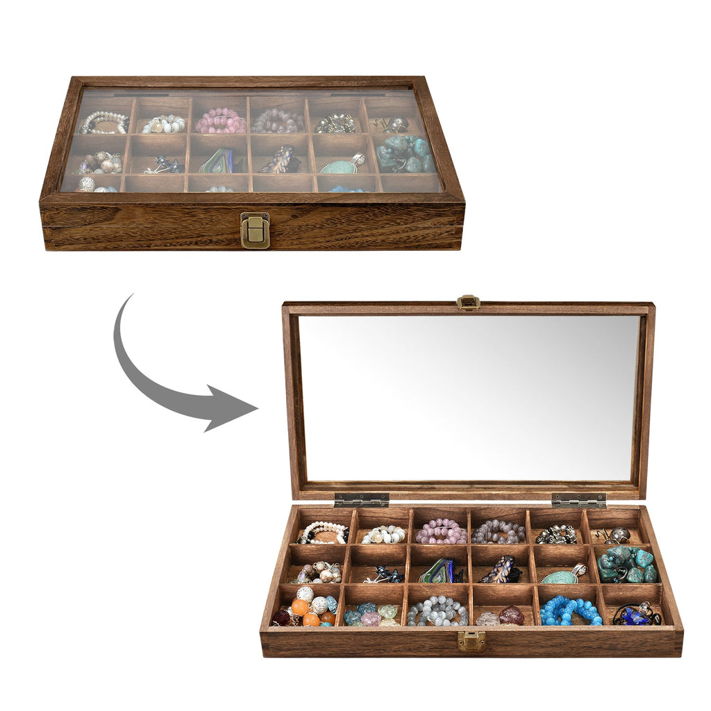 #WD63 18 Compartments Wooden Storage Case for Jewelry and Beads