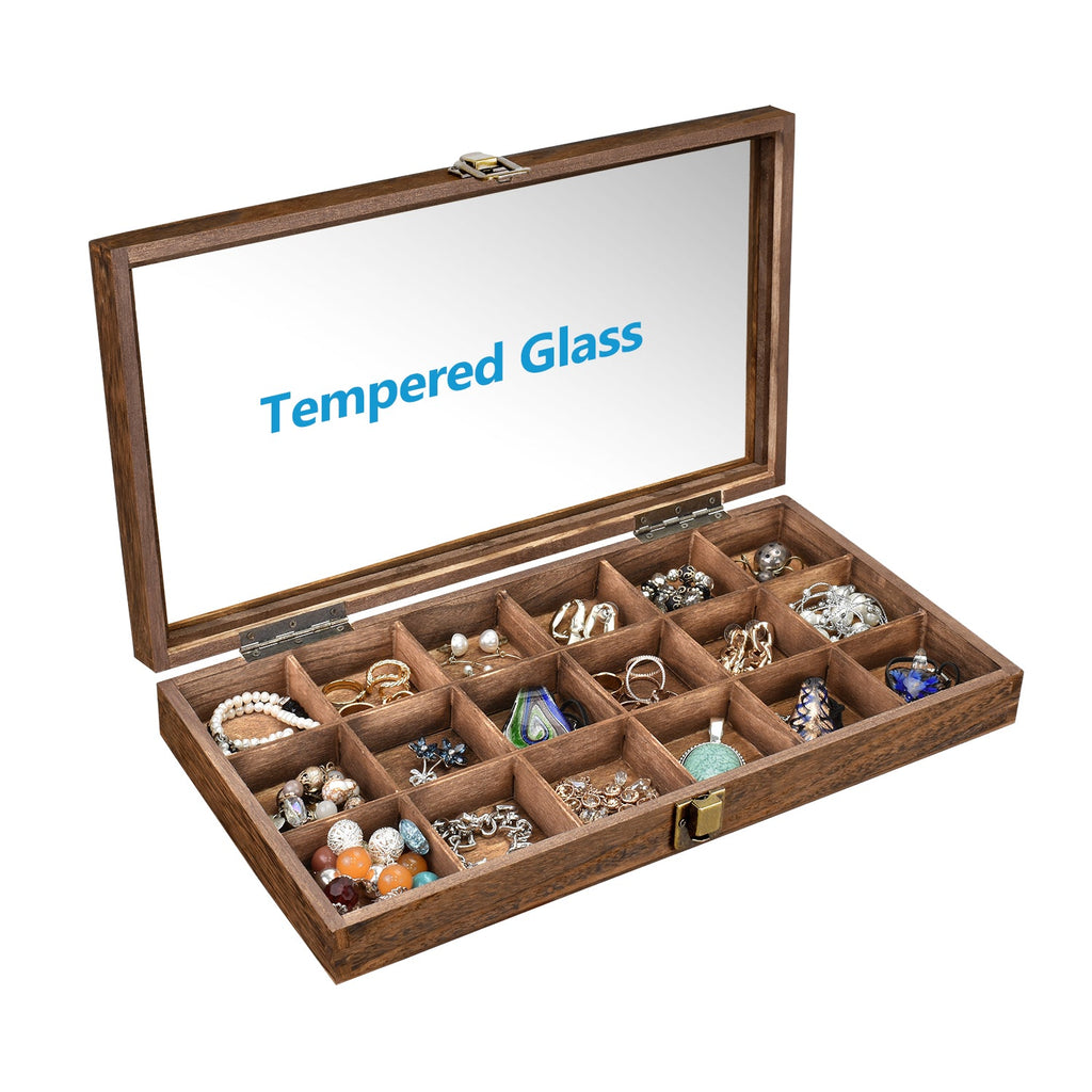 #WD63 18 Compartments Wooden Storage Case for Jewelry and Beads