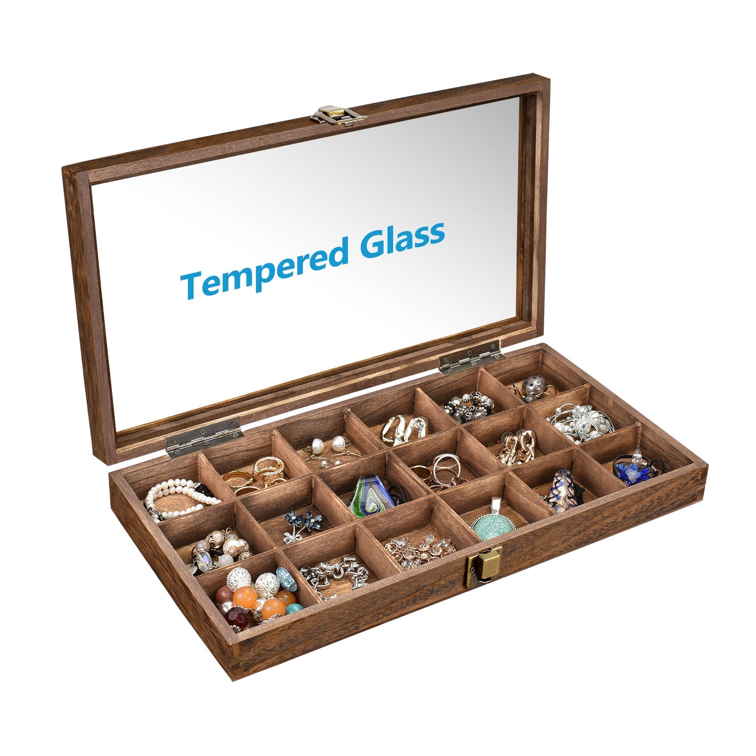 #WD63 18 Compartments Wooden Storage Case for Jewelry and Beads