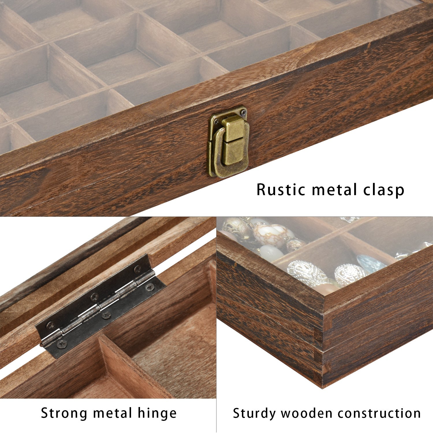#WD63 18 Compartments Wooden Storage Case for Jewelry and Beads