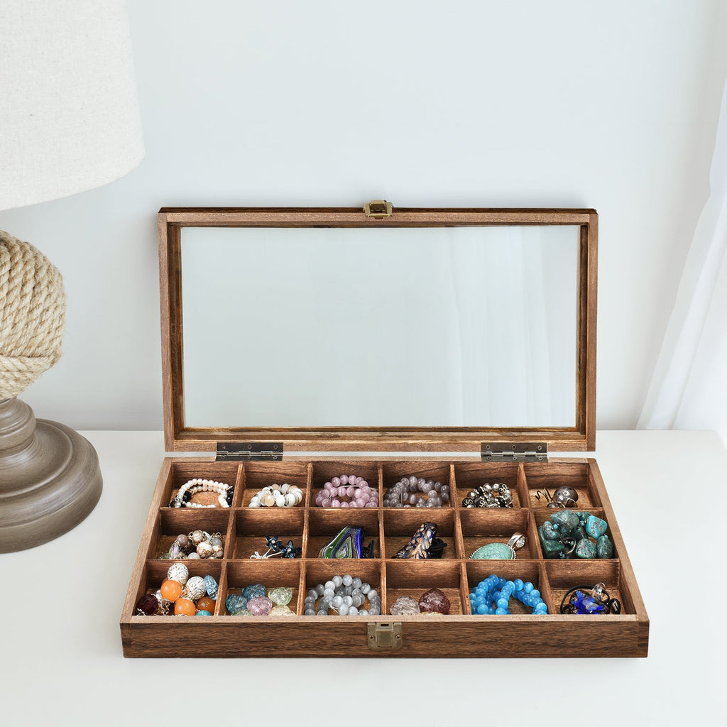 #WD63 18 Compartments Wooden Storage Case for Jewelry and Beads