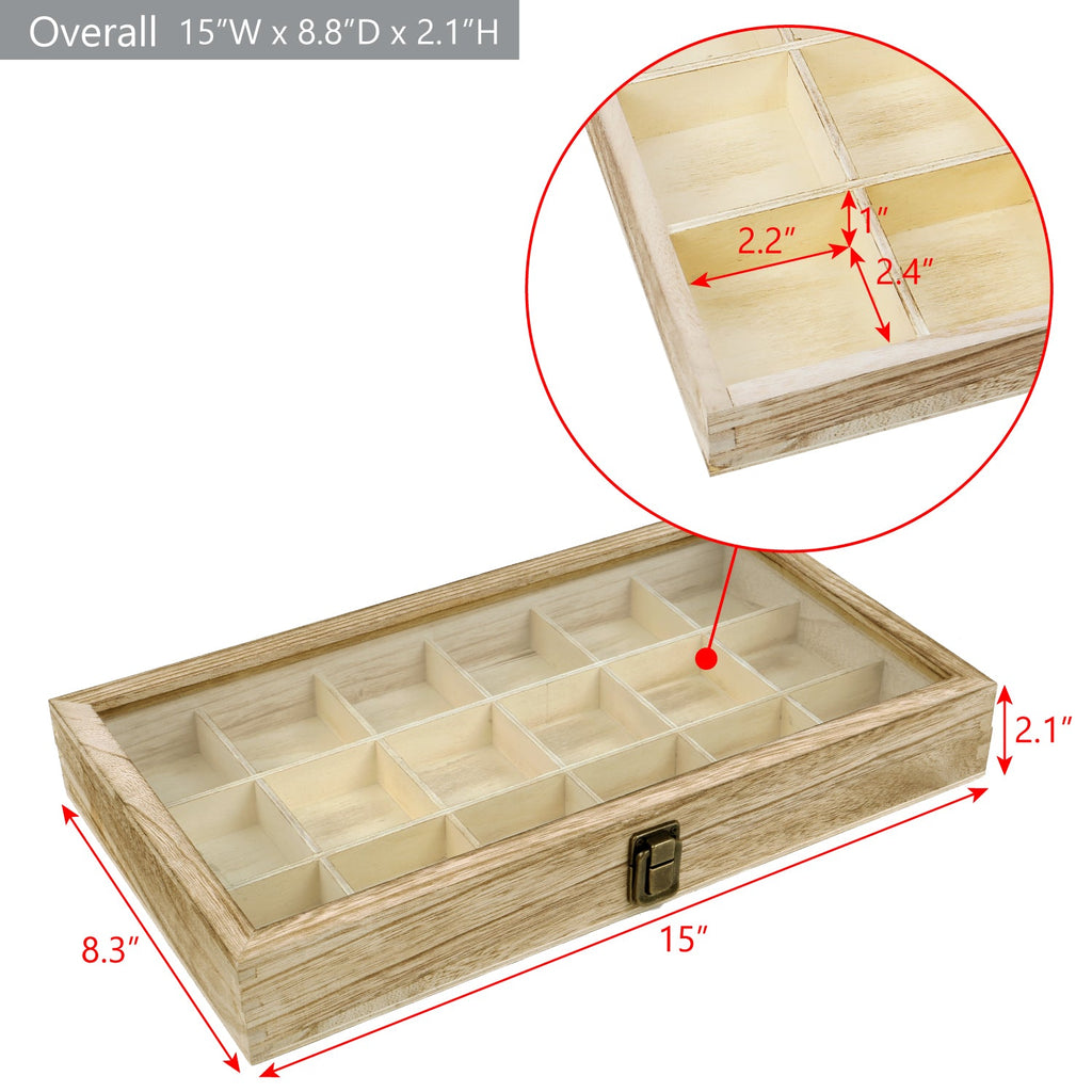 #WD63 18 Compartments Wooden Storage Case for Jewelry and Beads