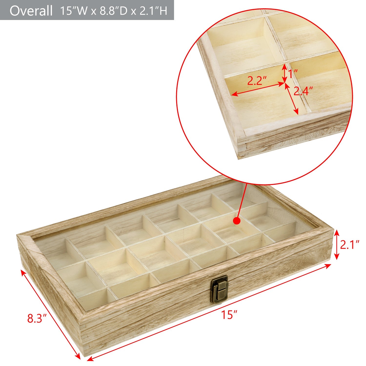 #WD63 18 Compartments Wooden Storage Case for Jewelry and Beads