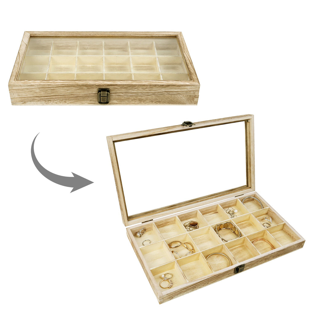 #WD63 18 Compartments Wooden Storage Case for Jewelry and Beads