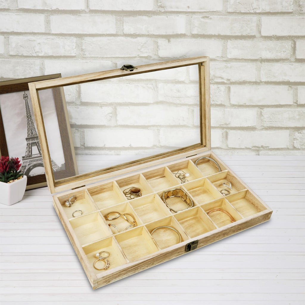 #WD63 18 Compartments Wooden Storage Case for Jewelry and Beads