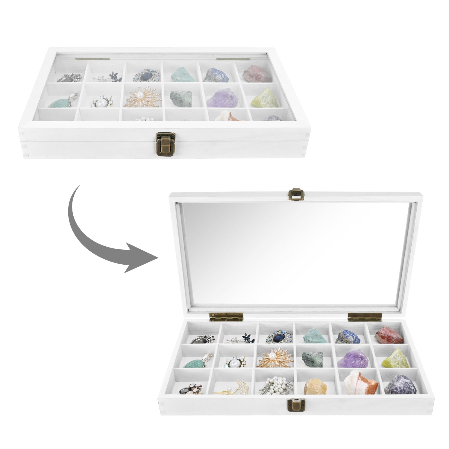 #WD63 18 Compartments Wooden Storage Case for Jewelry and Beads