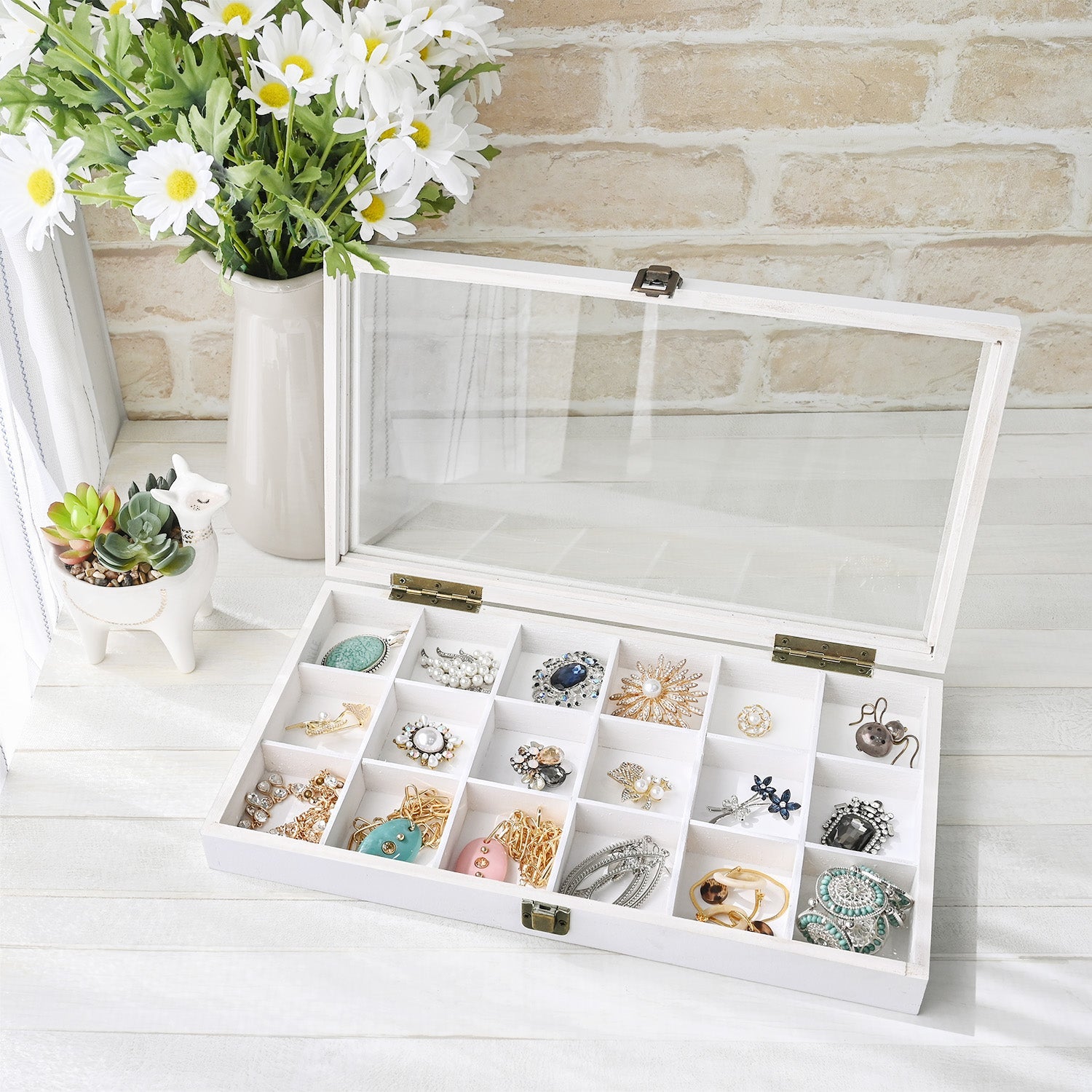 #WD63 18 Compartments Wooden Storage Case for Jewelry and Beads