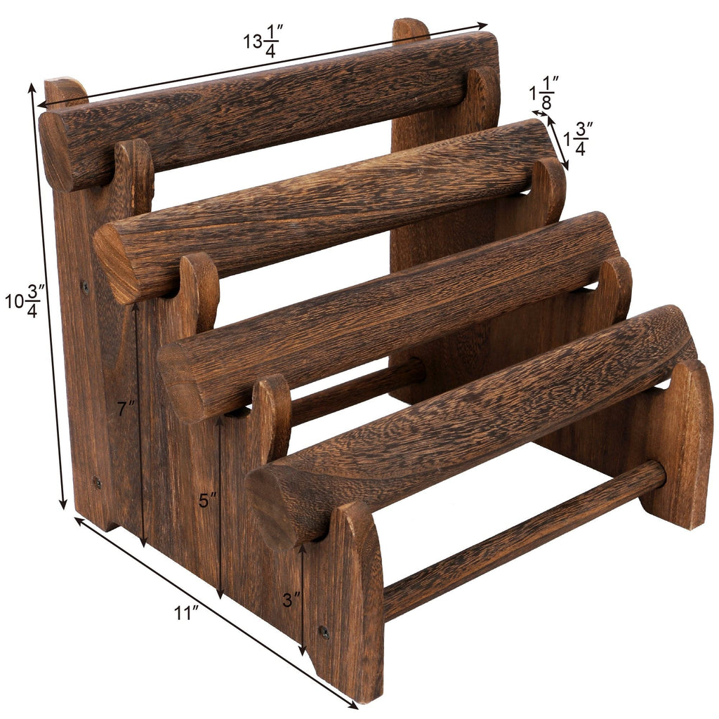 #WD7804BR Oval Shape Wooden 4 Tiered Jewelry Display