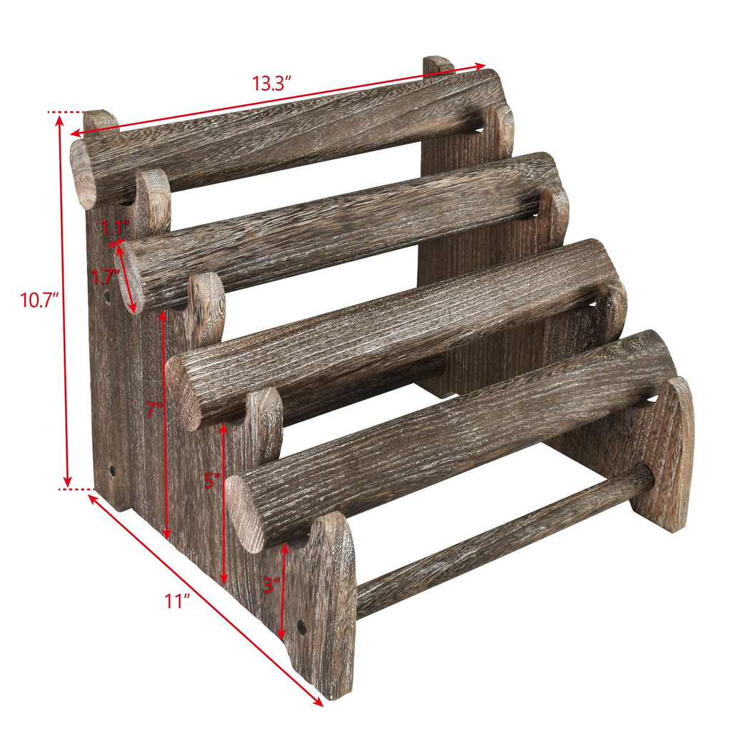 #WD7804CF Oval Shape Wooden 4 Tiered Jewelry Display