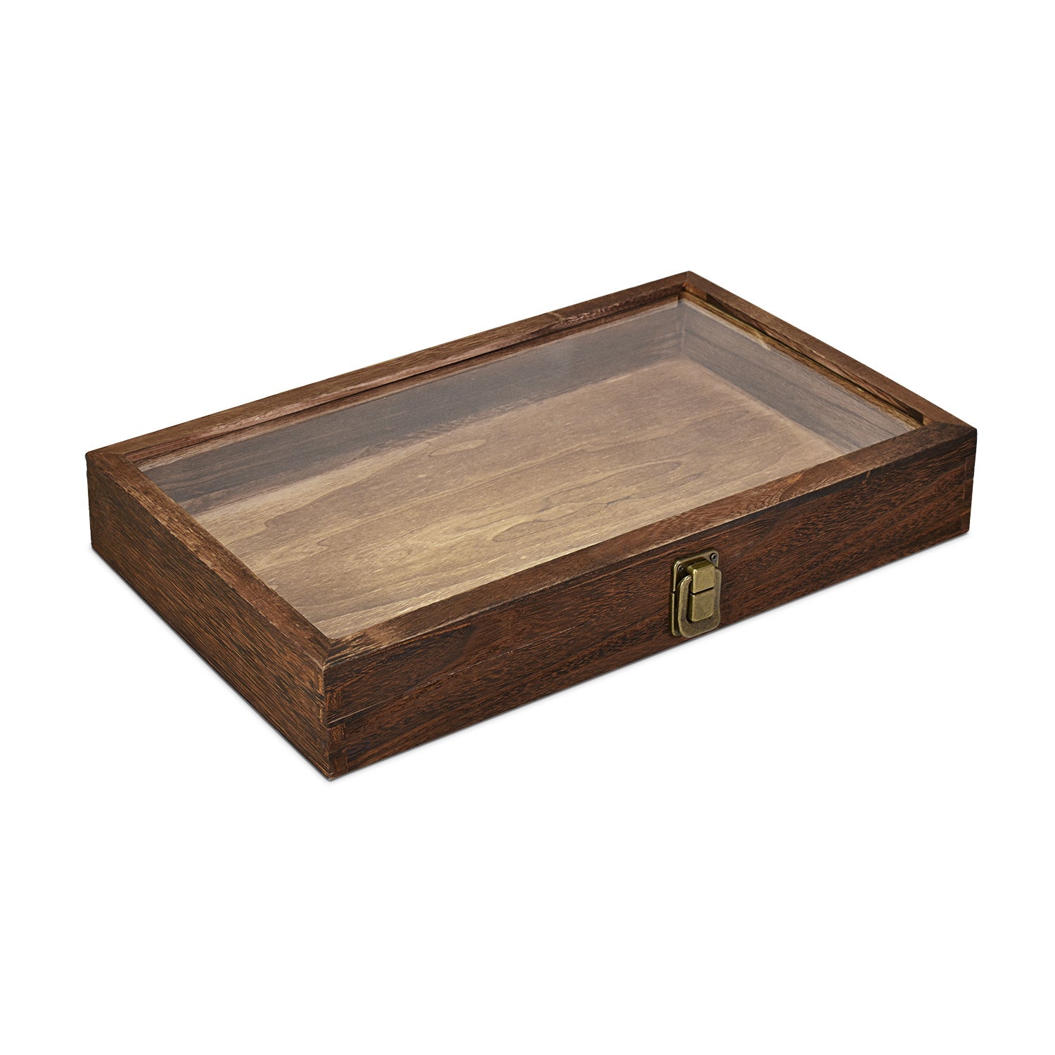 Wooden Jewelry Display Case with Glass Lid-Nile Corp