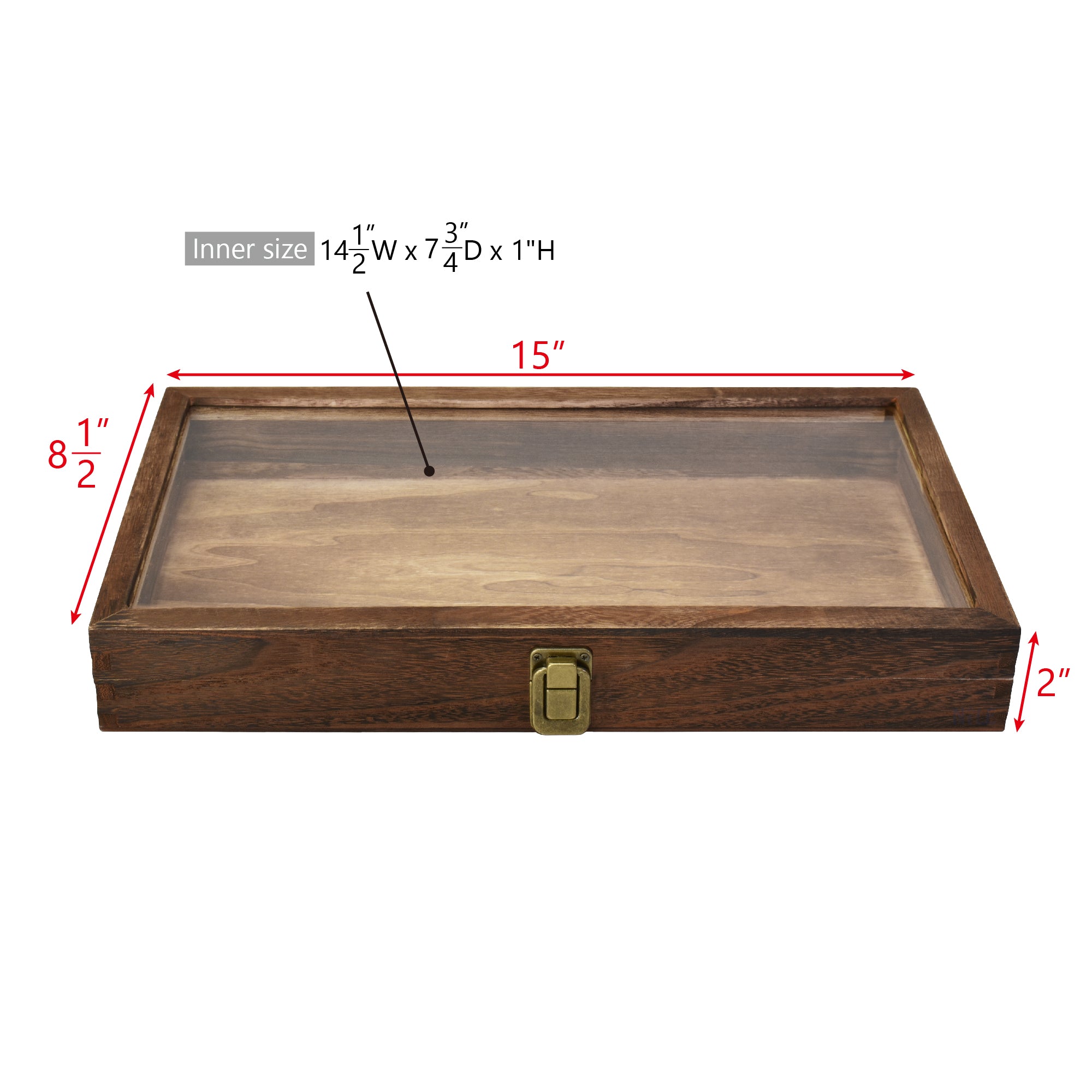 #WD83C Antique Wood Storage Case with Tempered Glass View Top