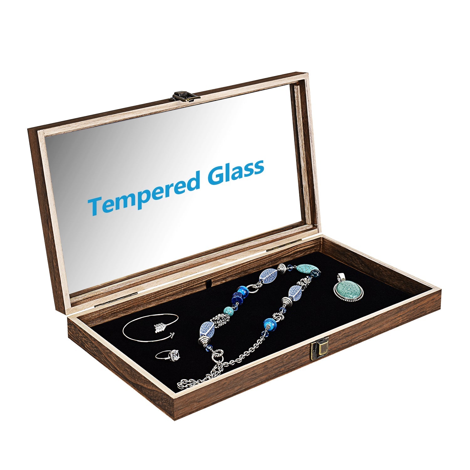 #WD83C+93-1 BK Wooden Jewelry Display Case with Black velvet pad