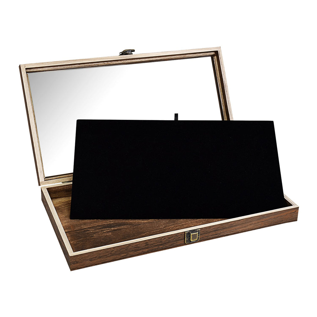 #WD83C+93-1 BK Wooden Jewelry Display Case with Black velvet pad