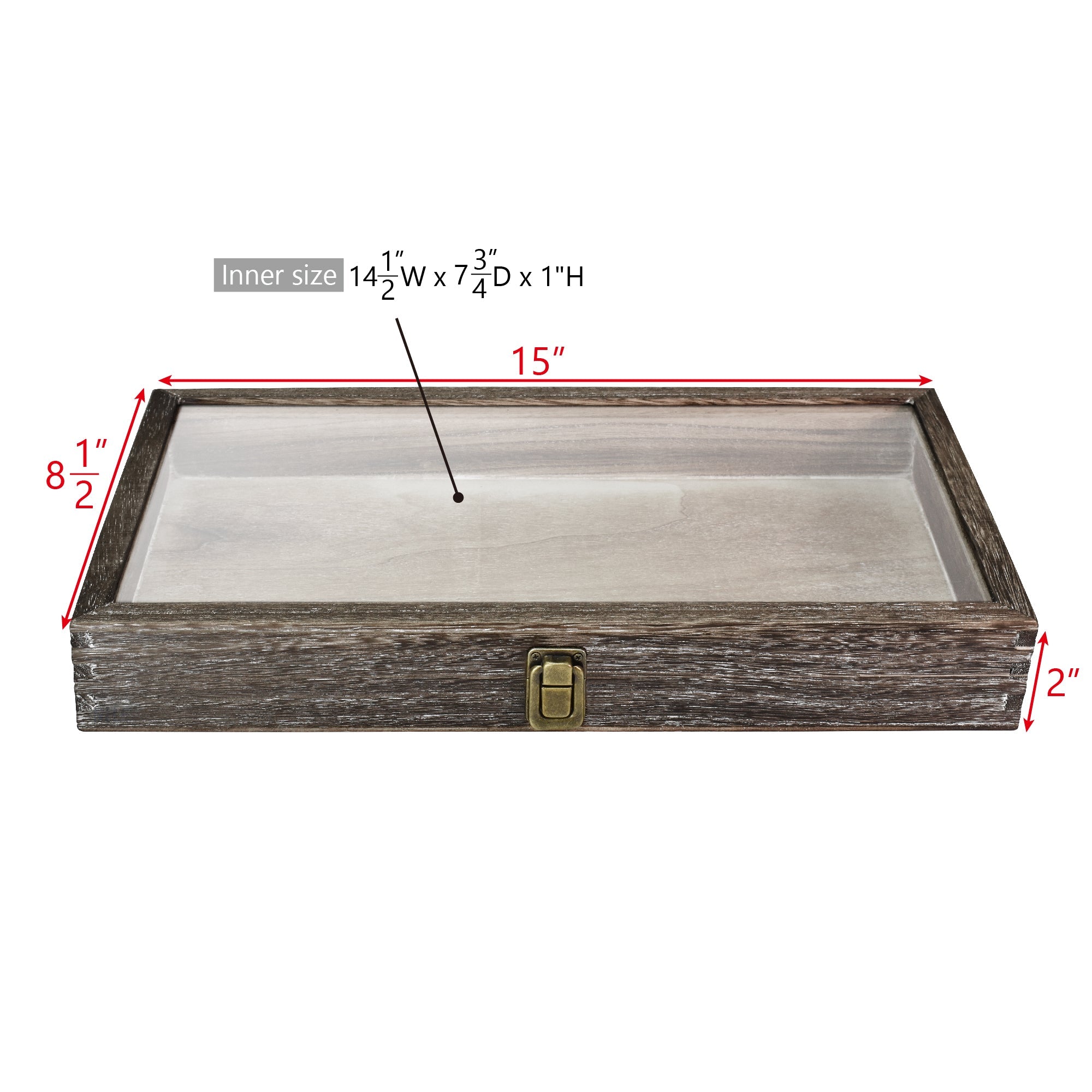 #WD83C Antique Wood Storage Case with Tempered Glass View Top