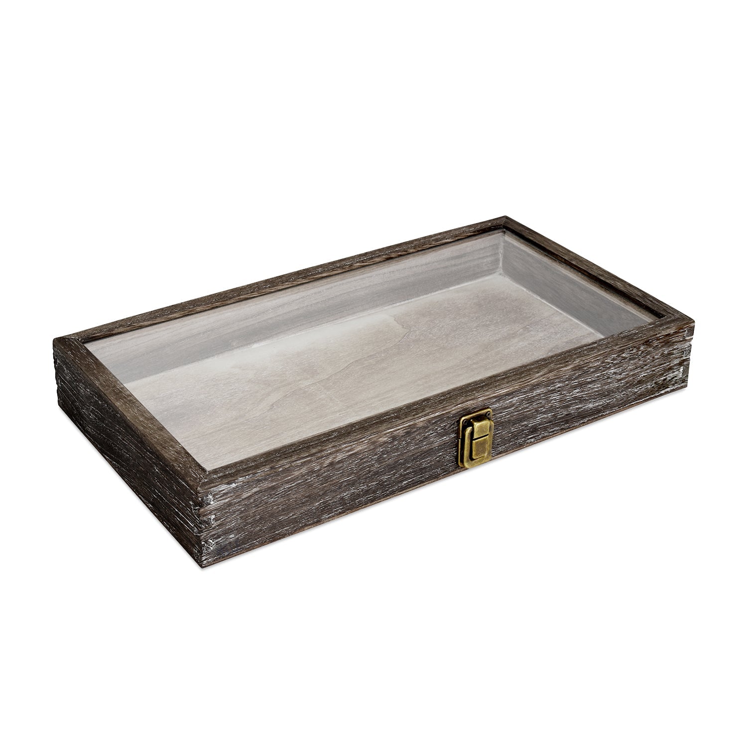 Wooden Jewelry Display Case with Glass Lid-Nile Corp