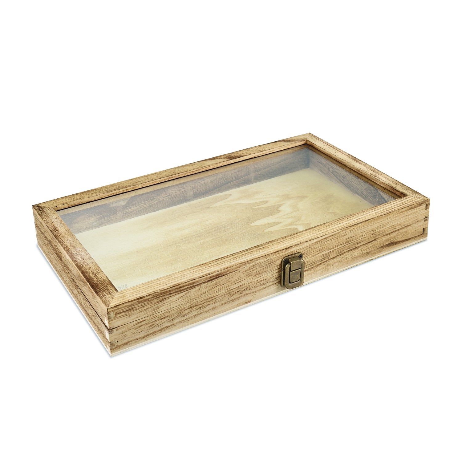 Wooden Jewelry Display Case with Glass Lid-Nile Corp