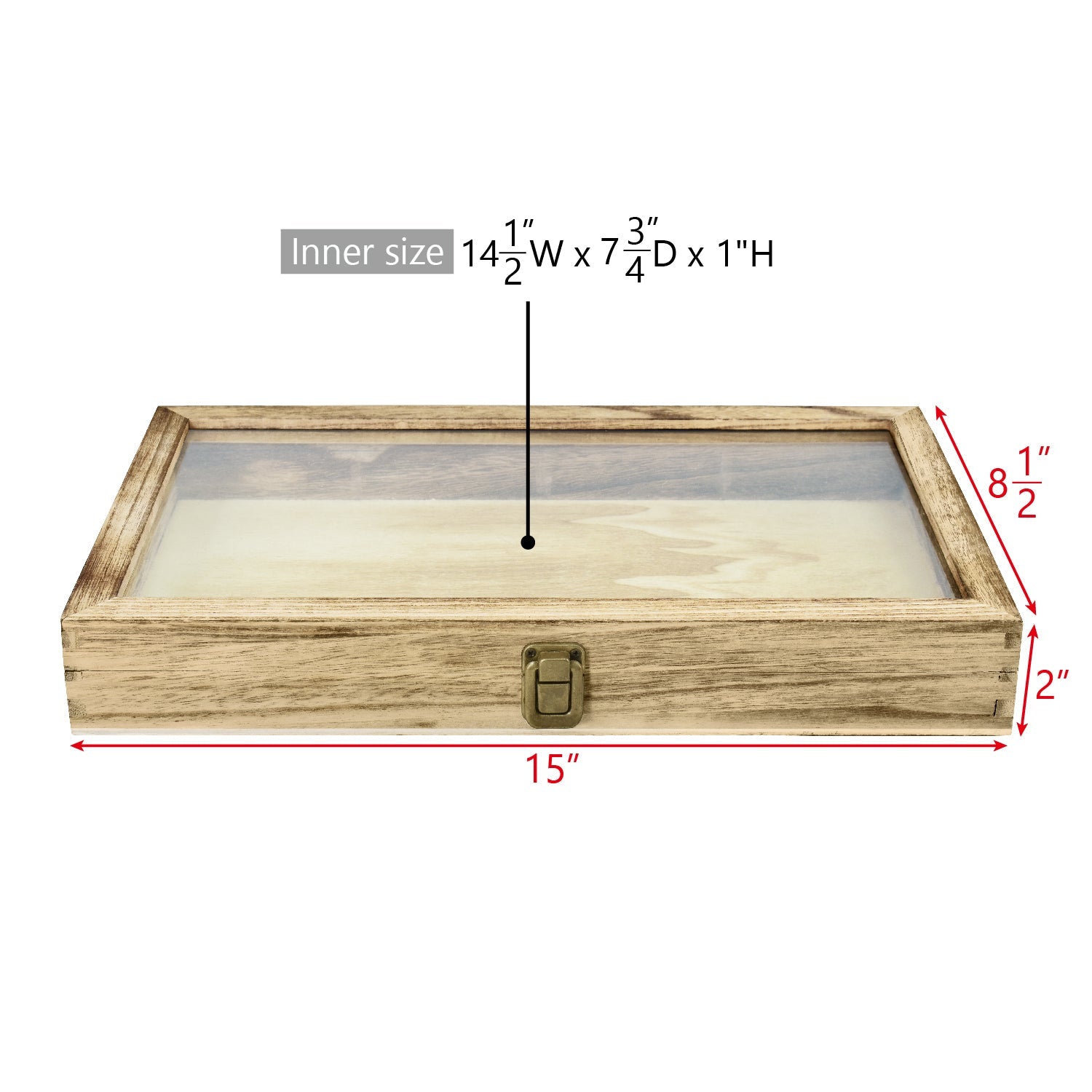 #WD83C Antique Wood Storage Case with Tempered Glass View Top