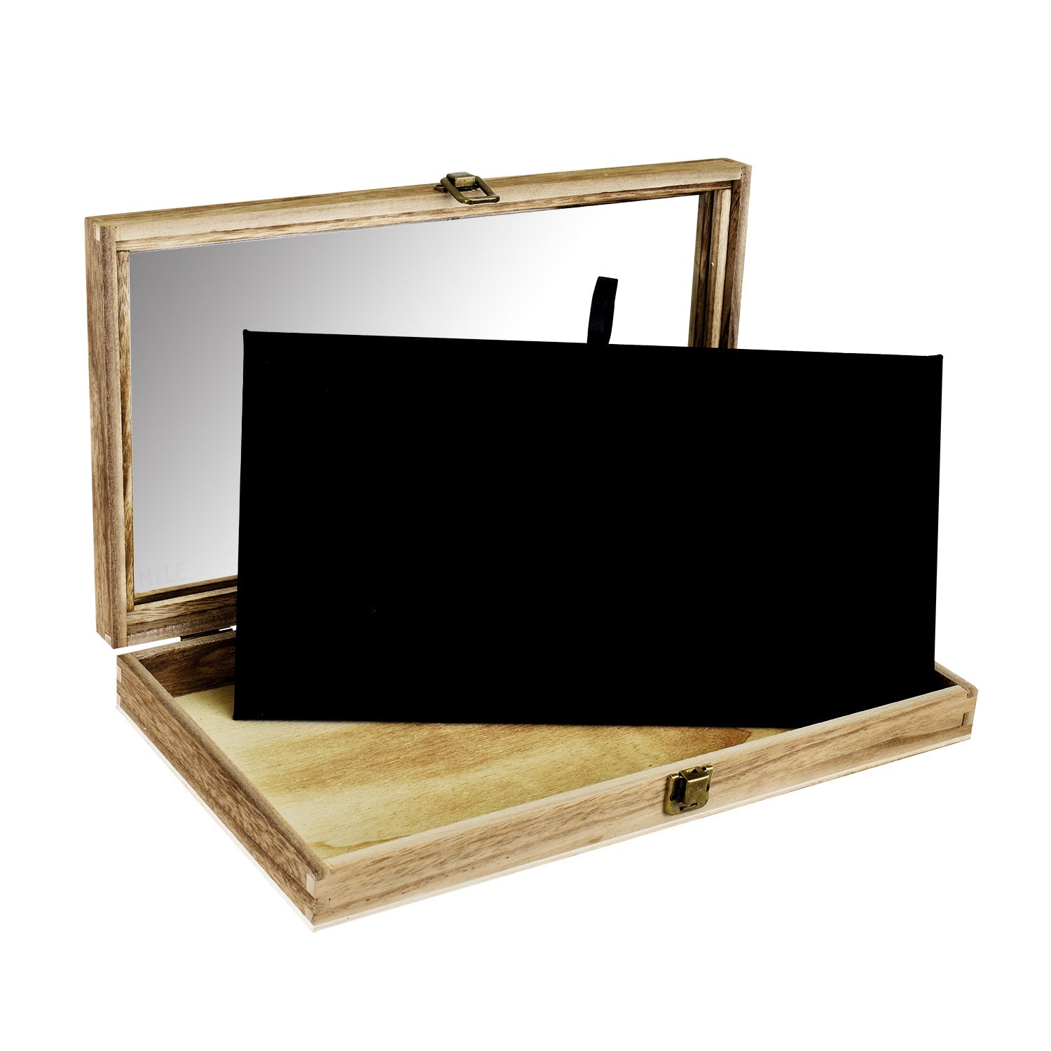 #WD83C+93-1 BK Wooden Jewelry Display Case with Black velvet pad