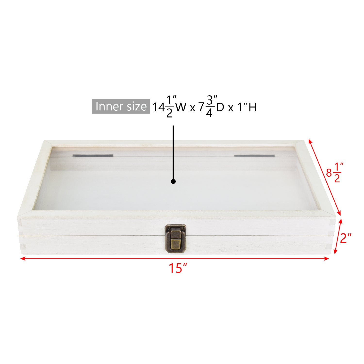 #WD83C Antique Wood Storage Case with Tempered Glass View Top