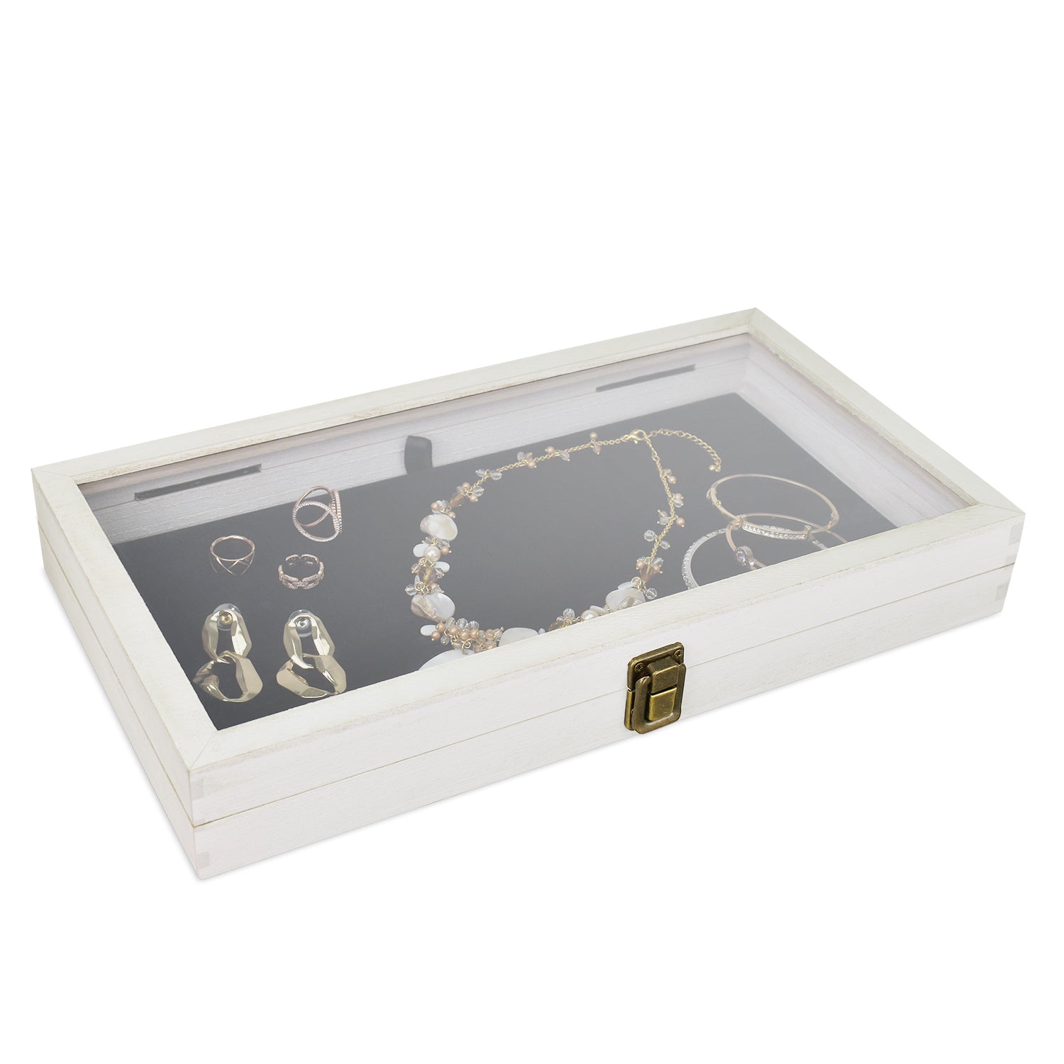 #WD83C+93-1 BK Wooden Jewelry Display Case with Black Velvet Pad 