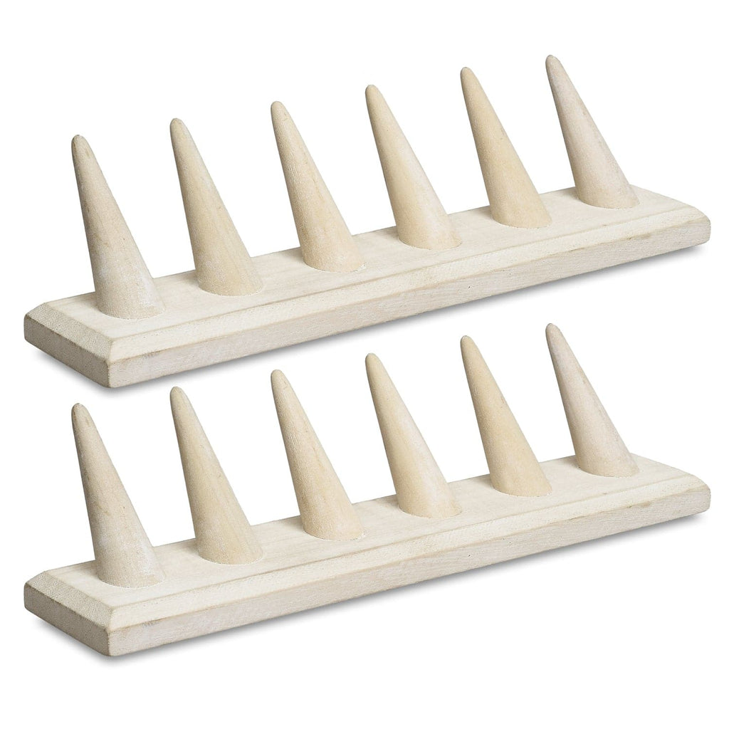 #WDT326Rx2-Wooden Finger Ring Holder Stand Jewelry Display for 6 Rings