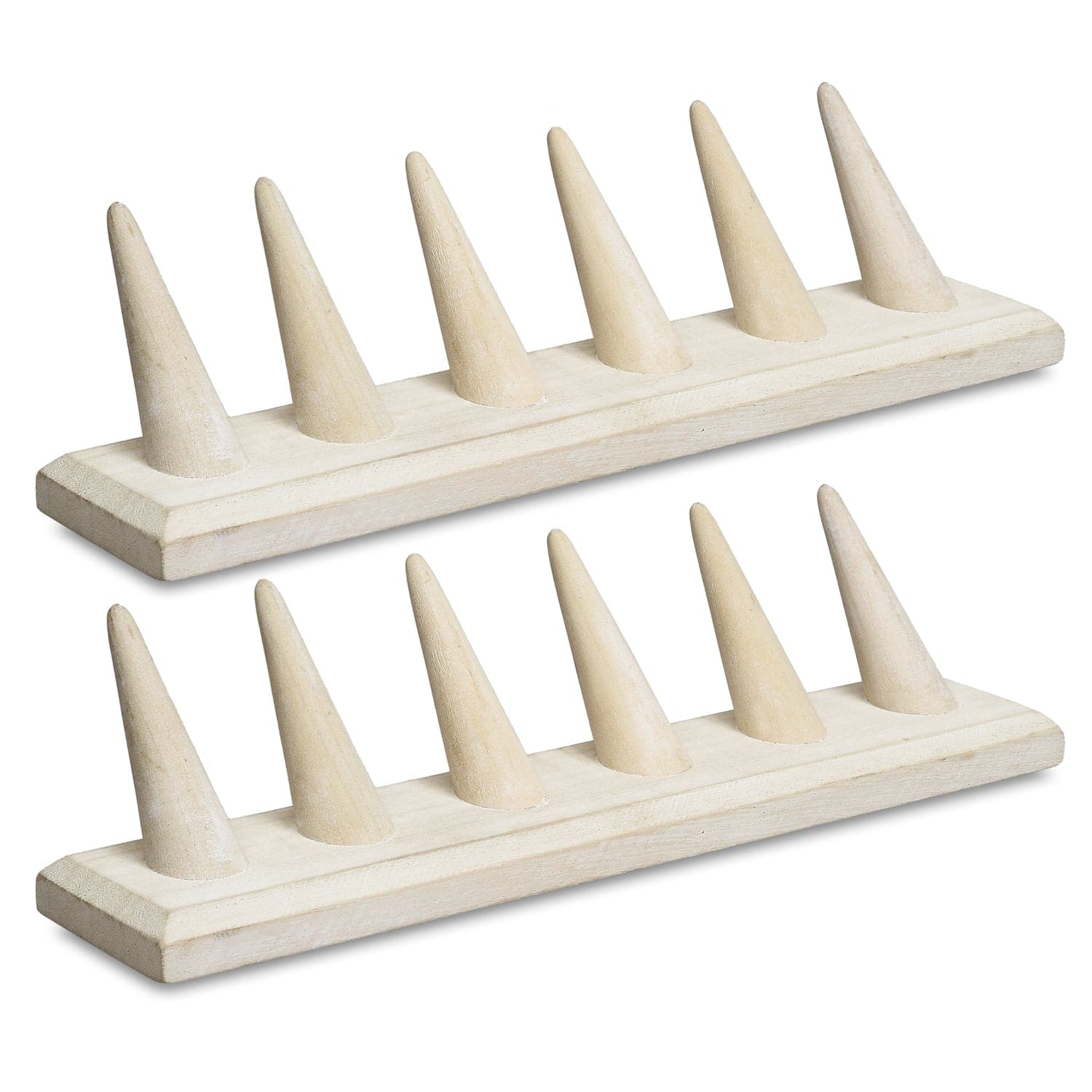 #WDT326Rx2-Wooden Finger Ring Holder Stand Jewelry Display for 6 Rings