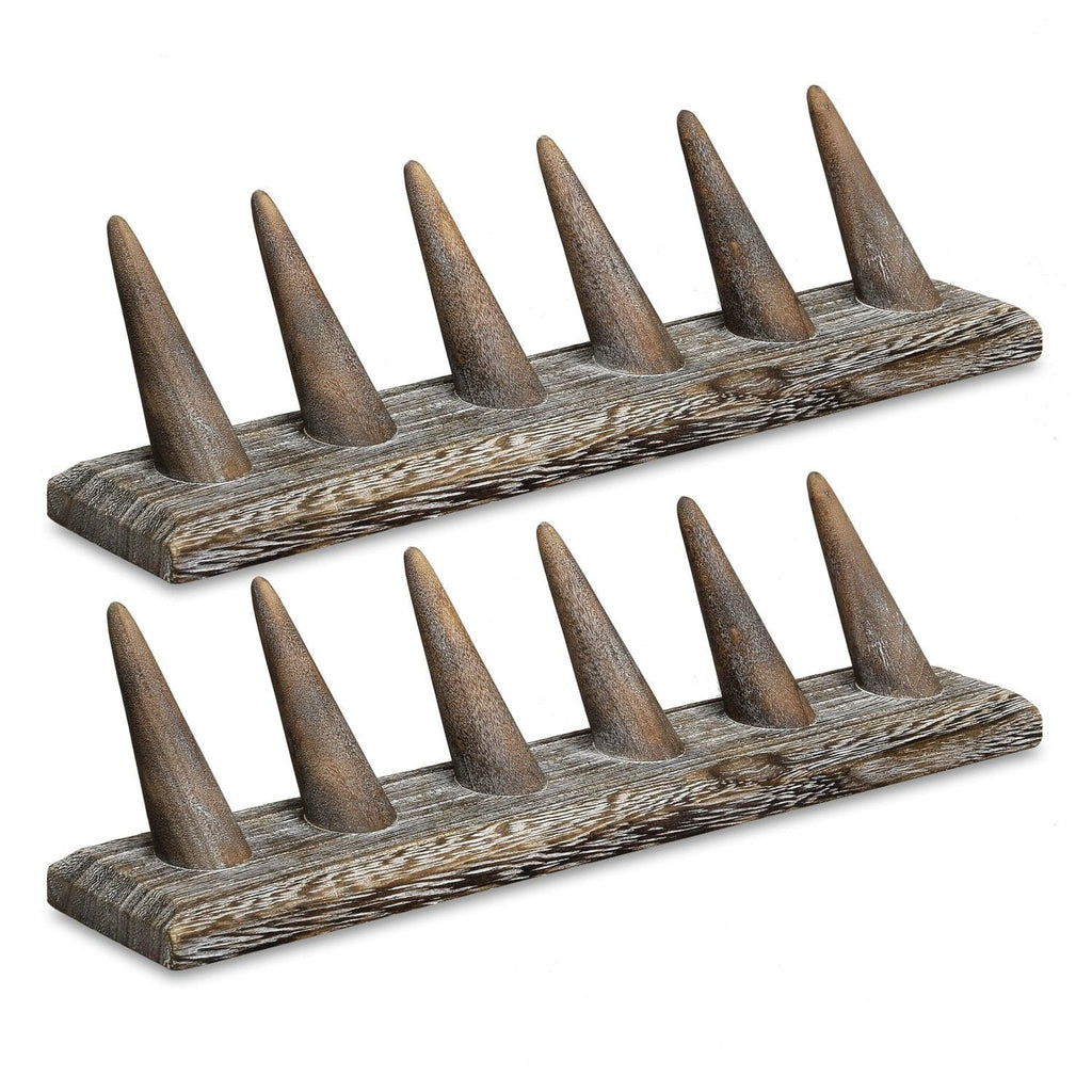 #WDT326Rx2-Wooden Finger Ring Holder Stand Jewelry Display for 6 Rings