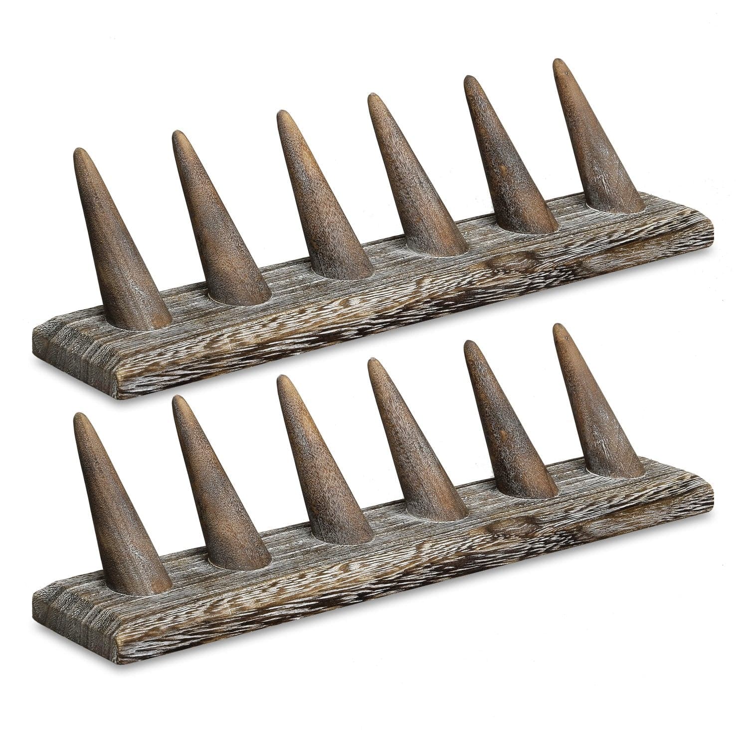 #WDT326Rx2-Wooden Finger Ring Holder Stand Jewelry Display for 6 Rings